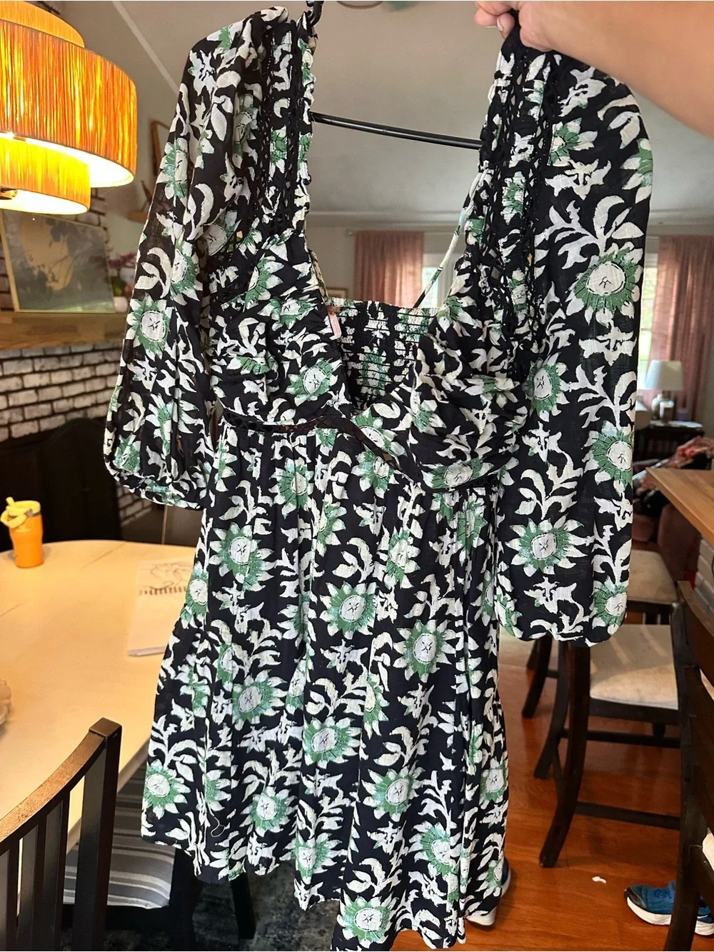 Black & Green Floral Mini Dress - Women